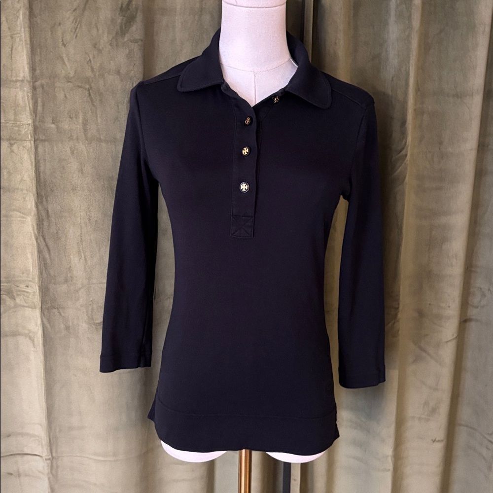 Tory Burch Black Button Down long sleeve top, XS